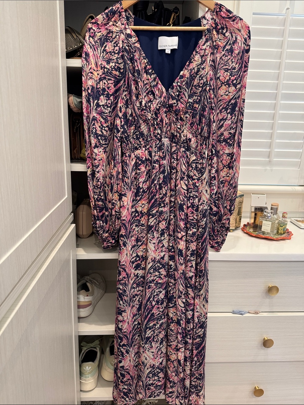 Pink & Navy Color splash Midi Dress